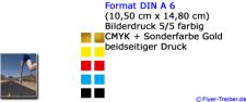 DIN A 6 5/5-farbig (CMYK+Gold)