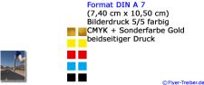 DIN A 7 5/5-farbig (CMYK+Gold)