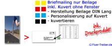 Briefmailing nur Beilage inklusiv Kuvert DIN Lang ohne Fenster