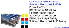 Selfmailer DIN A 3 > DIN A Lang 3-Bruch Kreuz/Wickelfalz